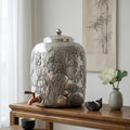 925 Sterling Silver Elegant Metallic Floral Jar with Copper Spout-Premium Water Tank - Handicraft