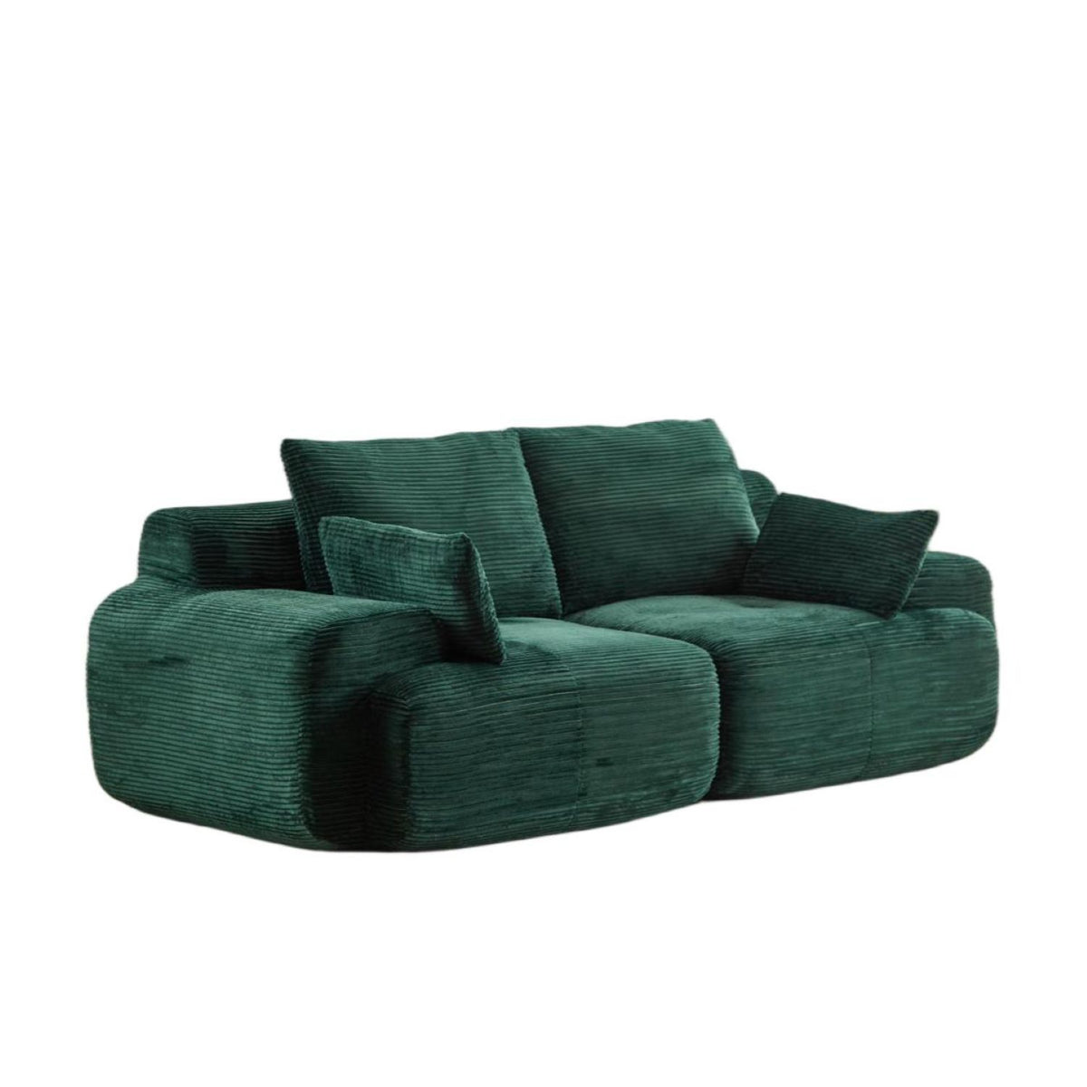 Modern Memory Foam Compressed Sofa,2 Seater Large Sectional Couches For Living Room,Pet-Friendly Cloud Modular Sectional Sofa,Corduroy Fabric,Extra Deep Loveseat,No Assembly Required, Green