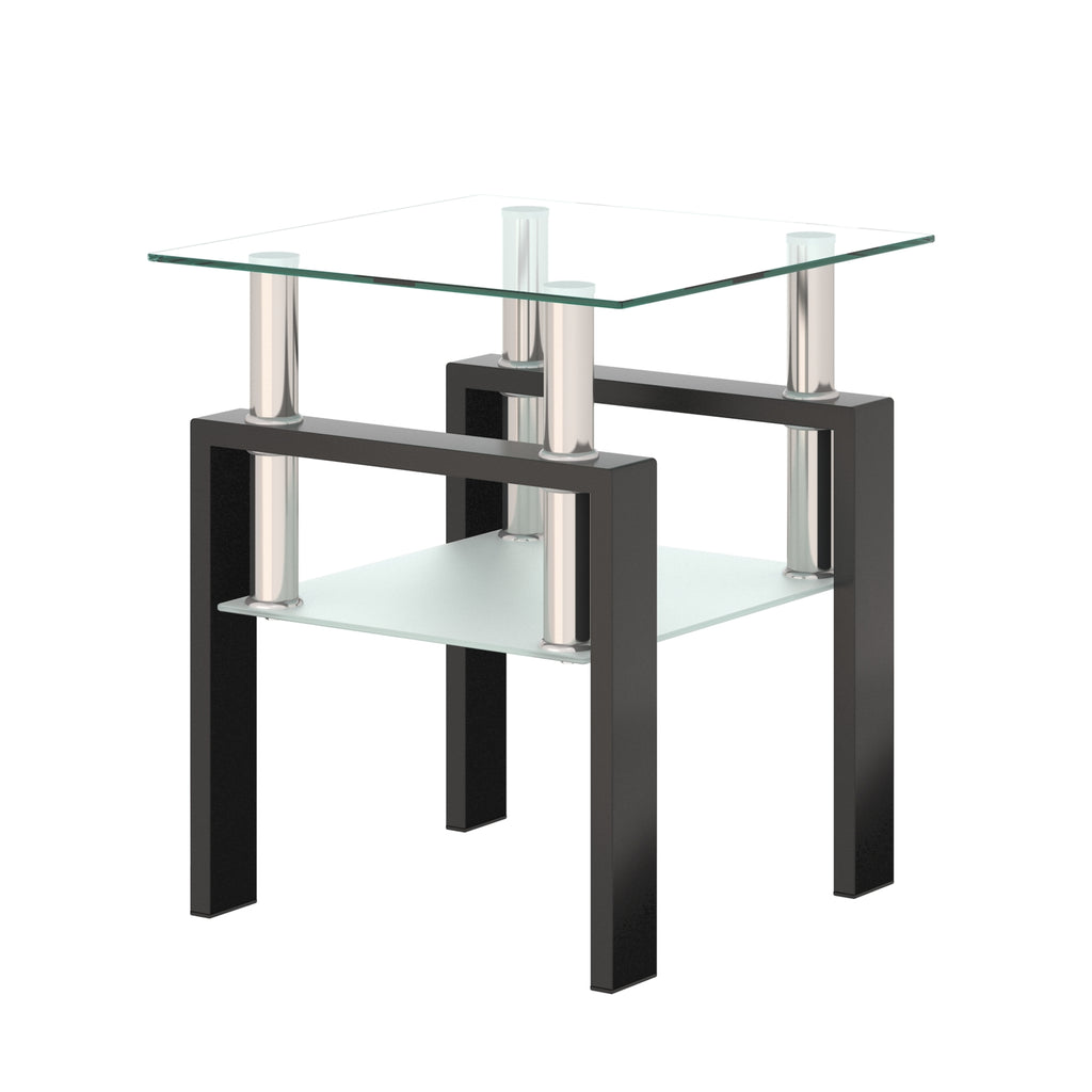 1-Piece Modern Tempered Glass Tea Coffee Table, Square For Living Room