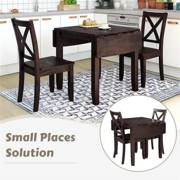 3-piece Wooden Folding Breakfast Corner Dining Table Set, Prohibited From Sale On Wayfair Platform