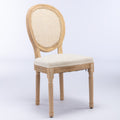 A&A French Style Solid Wood Antique Linen & Rattan Back Dining Chair