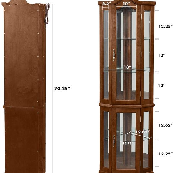 Corner Rare Cabinet With Lights, Excluding E26 Light Bulbs