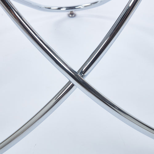 Modern glass table with metal leg