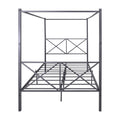Metal Canopy Bed Frame, Platform Bed Frame With X Shaped Frame Full Black