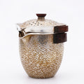 925 Sterling Silver Elegant Handcrafted Metallic Pot with Gold Speckles and Wooden Handles-Fine Tea Dispenser - Handicraft