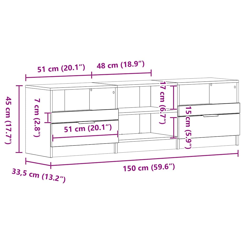 TV cabinet 150 x 33, wood-based material
