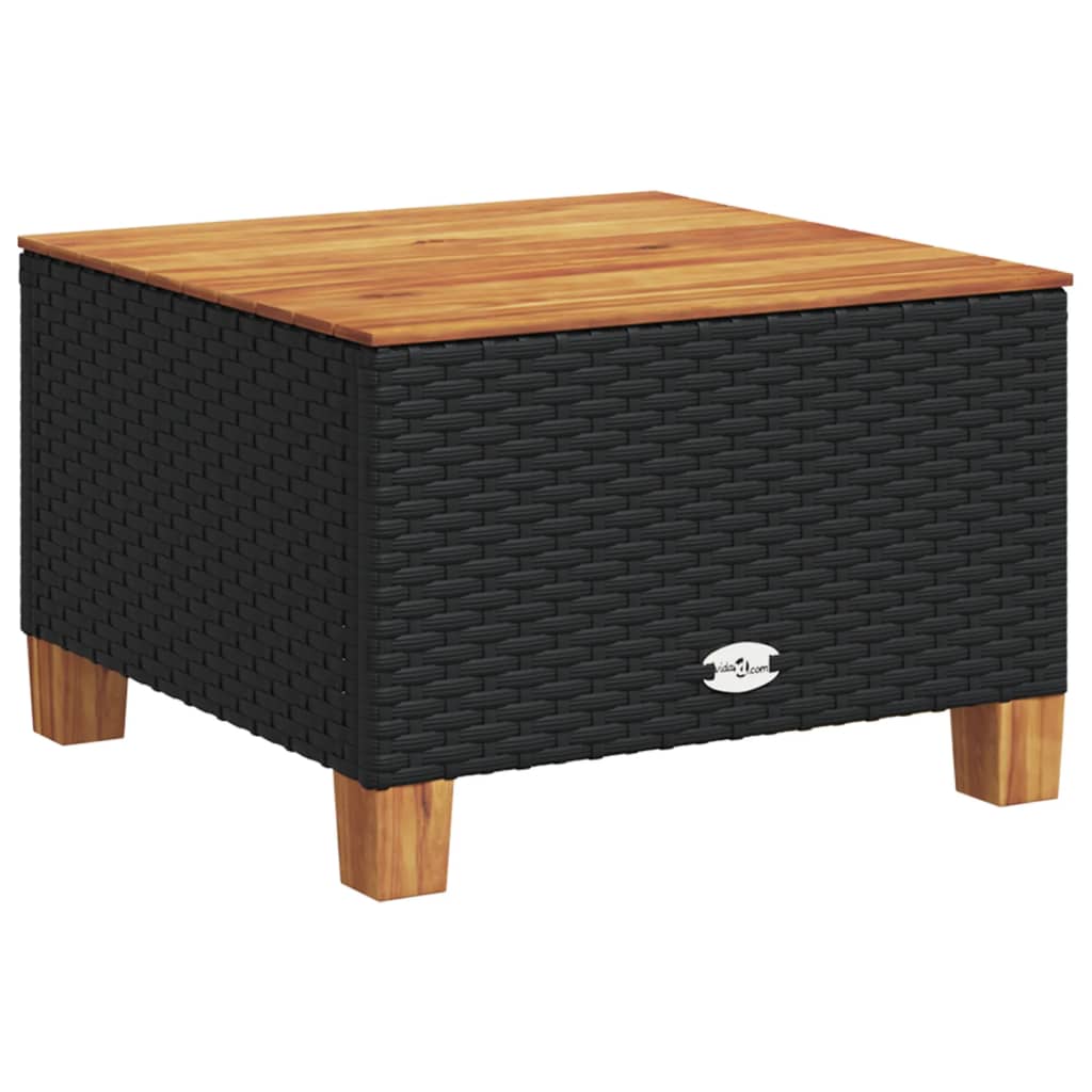 Garden Table 55x Poly Rattan Acacia Wood   Garden Table