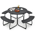 8-Person Outdoor Picnic Table And Bench Set With Umbrella Hole