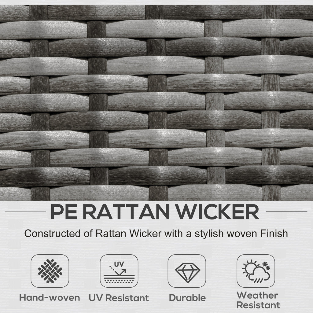 6 Piece Patio Furniture Set Outdoor Wicker Conversation Set All Weather PE Rattan Sectional Sofa Set with Ottoman, Cushions and Tempered Glass Table, Mixed Gray and Charcoal