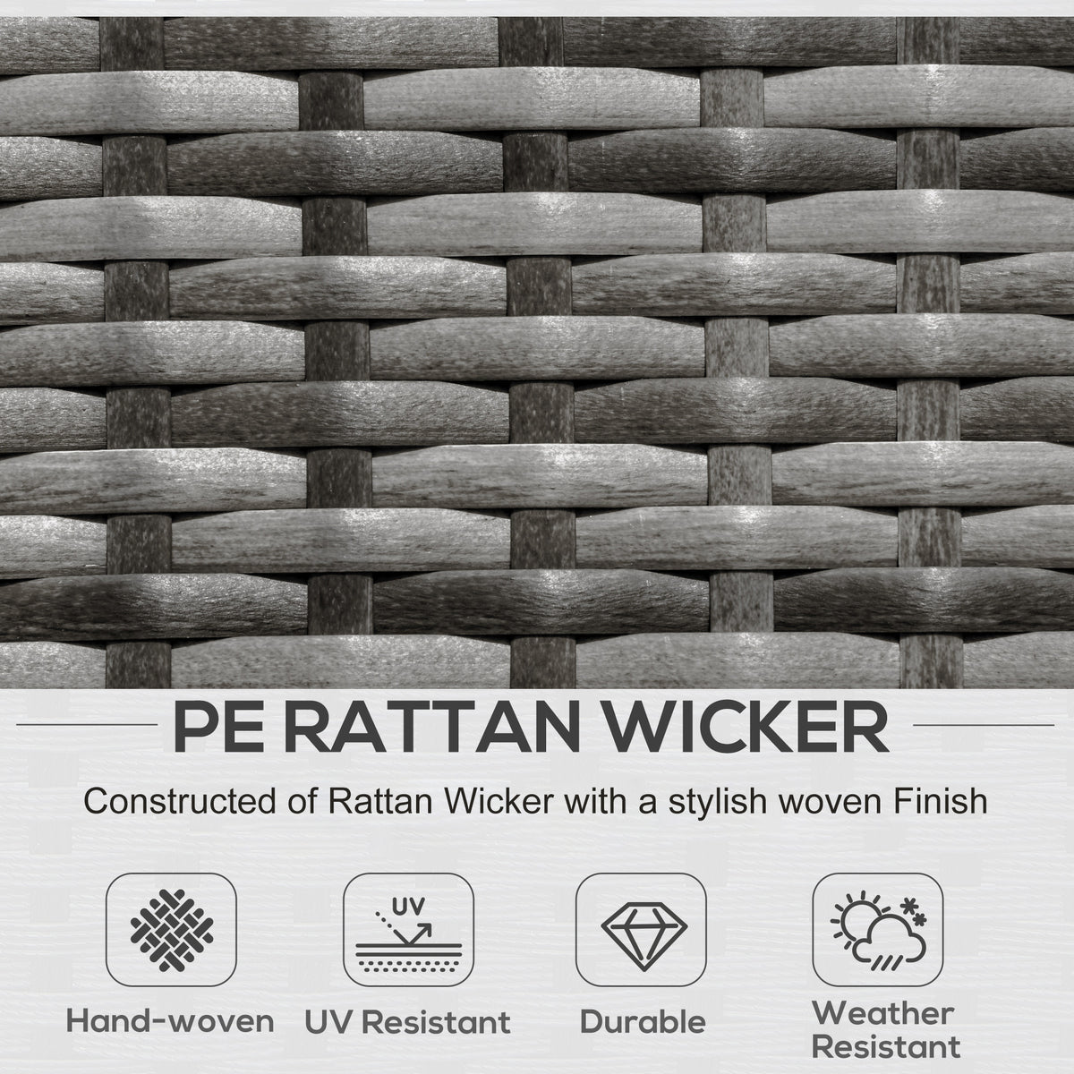6 Piece Patio Furniture Set Outdoor Wicker Conversation Set All Weather PE Rattan Sectional Sofa Set with Ottoman, Cushions and Tempered Glass Table, Mixed Gray and Charcoal