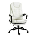 7-Point Vibrating Massage Office Chair High Back Executive Recliner with Lumbar Support, Footrest, Reclining Back, Adjustable Height, White