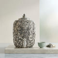 Pure 999 Fine Silver Ornate Silver Dragon-Carved Beverage Dispenser with Intricate Oriental Relief Art - Handicraft