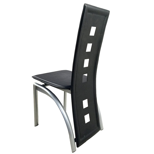 4pcs Long Backrest Square Hollow Decoration PU Leather Dining Chairs
