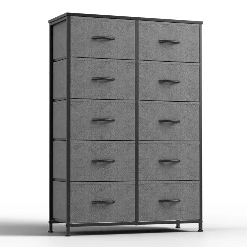 Bedside Table For Bedroom With 10 Fabric Drawers Storage Cabinet Steel Frame Closet For Clothes Storage Display Cabinet