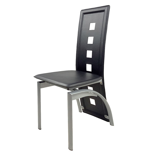 4pcs Long Backrest Square Hollow Decoration PU Leather Dining Chairs