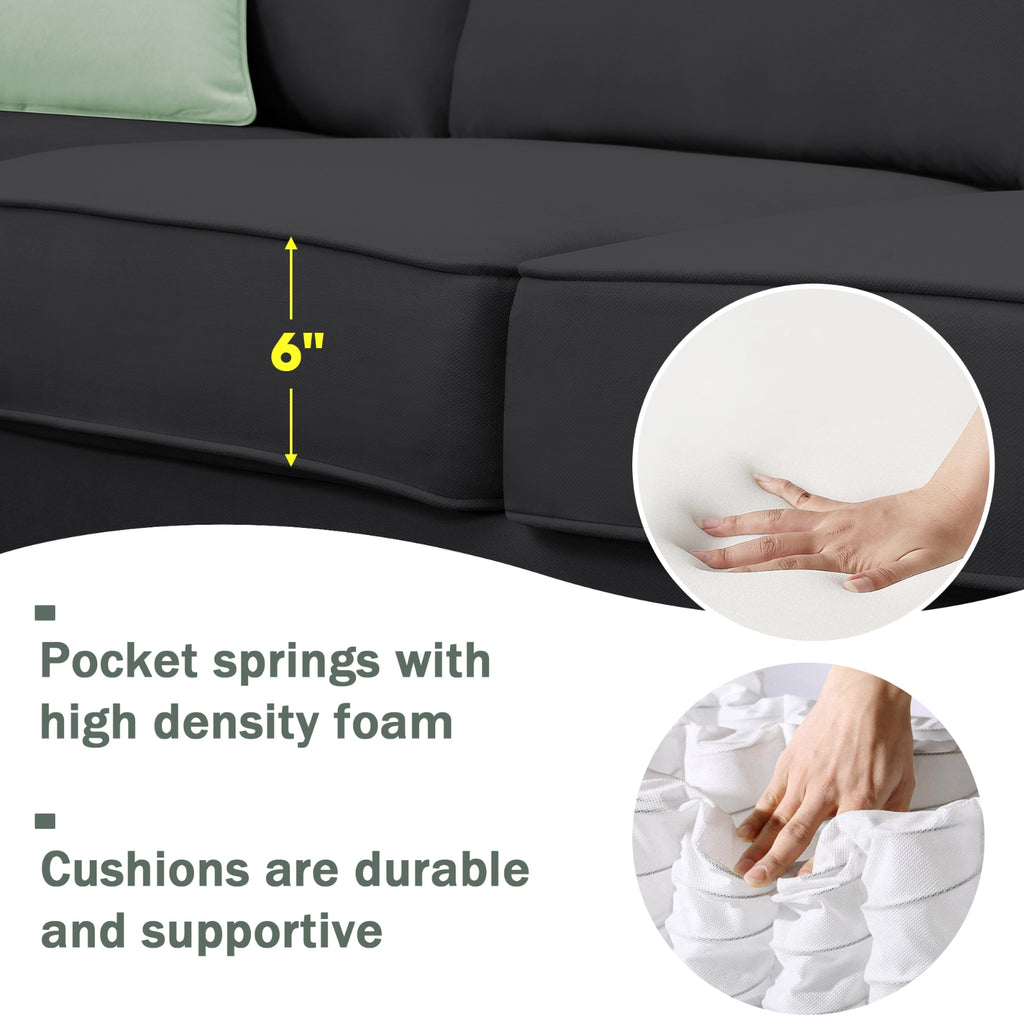 112 87 Sectional Sofa Couches, 7 Seats Modular Living Room Sets