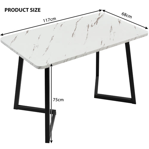117x68cm Dining Table,1-St, Metal Frame Rectangular Dining Table Modern Marble Pattern Kitchen Table With Metal Legs For Dining Room Living Room, BlackWhite