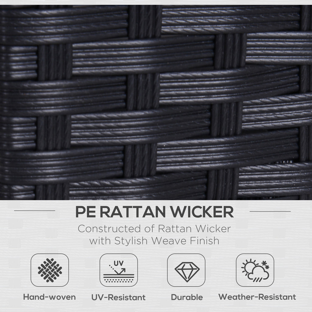 Rattan Sofa, 2 Seater Garden Furniture With Soft Padded Cushion And Armrests, Wicker Garden Loveseat For Patio, Black
