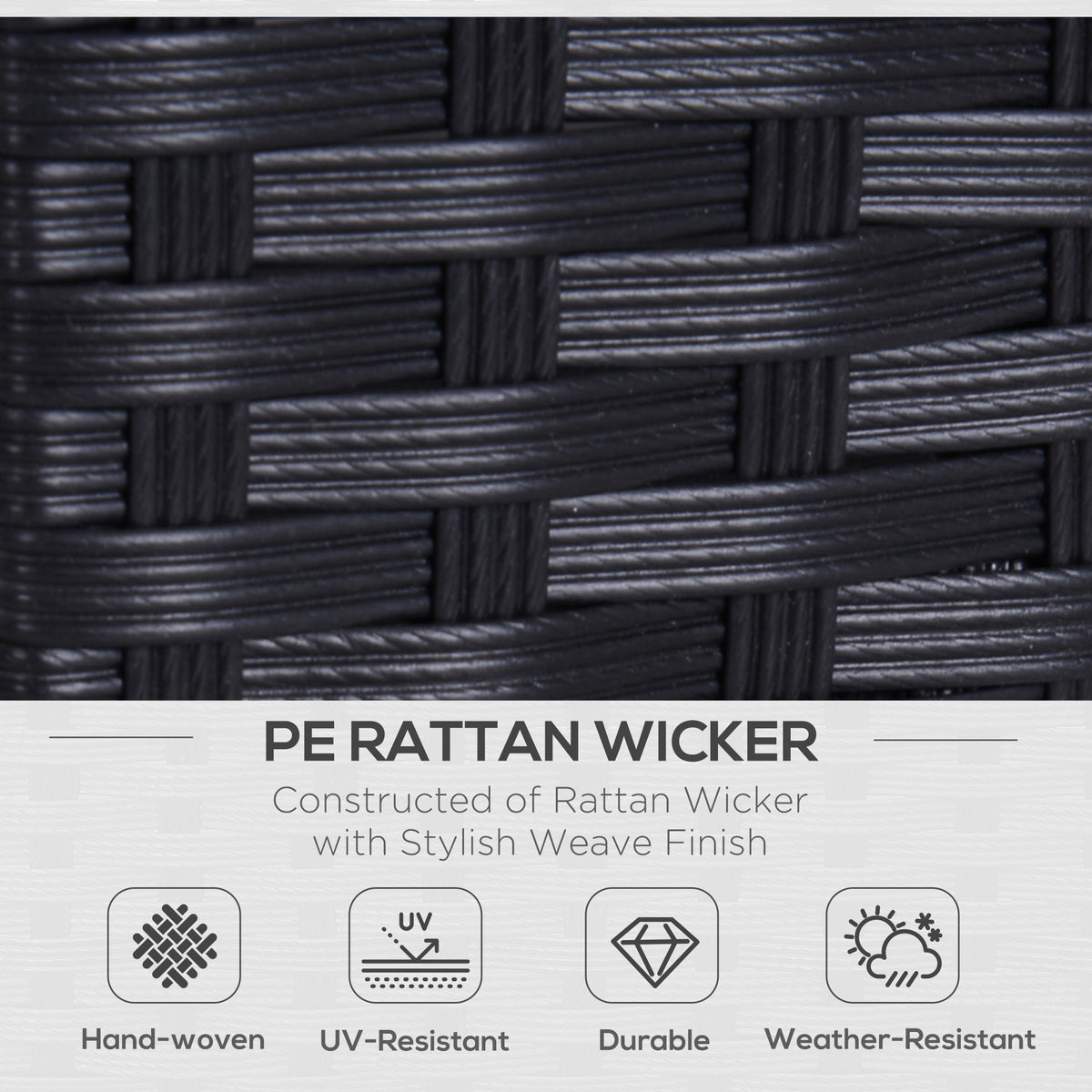 Rattan Sofa, 2 Seater Garden Furniture With Soft Padded Cushion And Armrests, Wicker Garden Loveseat For Patio, Black