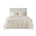 3 Piece Reversible Scalloped Edge Quilt Set Cream King Cal King