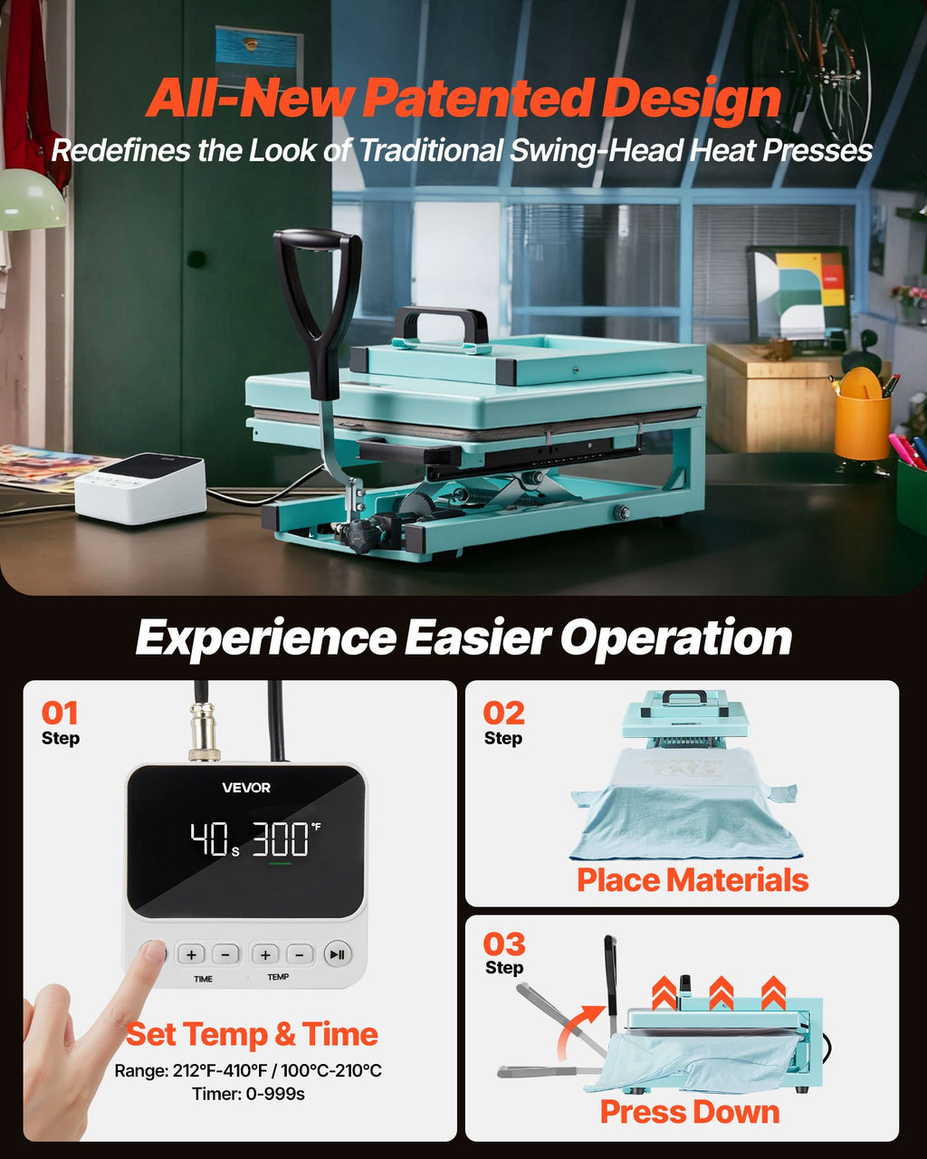 8-in-1 Heat Press Machine 15x15 High Pressure | Sublimation Press for T-Shirts, Mugs & More