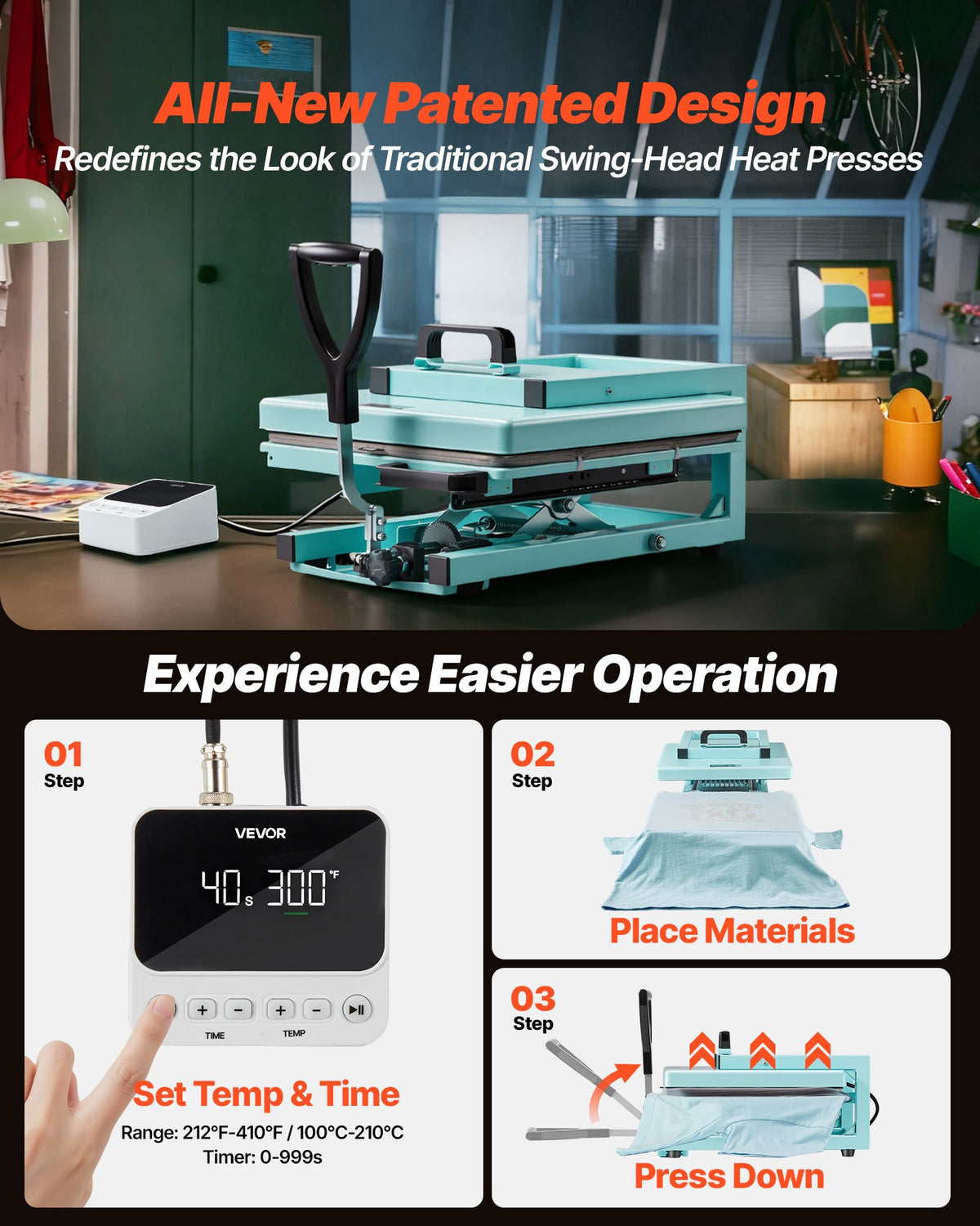 8-in-1 Heat Press Machine 15x15 High Pressure | Sublimation Press for T-Shirts, Mugs & More