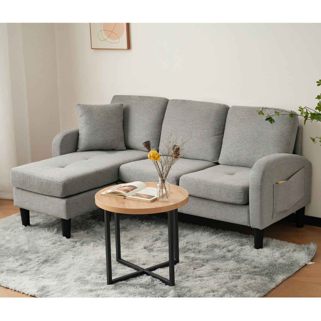 L-shaped Corner Sofa With Chaise Lounge - 3-Seater Sofa, 166 X 118 X 77 Cm, Breathable Cotton-Linen Fabric, Plastic Legs, Modular Design, Ideal For Living Rooms, Apartments, And Offices