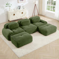 U-shaped Modular Sofa PremiumCorduroy Fabric Fabric No Assembly Anti-slip Design Pet-friendly Extra-wide Curved Armrests 32D High-resilience Sponge For Living Rooms Bedrooms Studie,Olive Green