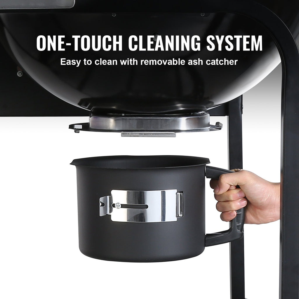 21 Inch Portable Charcoal Grill, Propane Gas Kettle Grills With Cover And Cart, Heavy Duty Iron BBQ Grill, Freestanding Smoker For Outdoor Cooking, Barbecue Camping, Picnic, Backyard Black