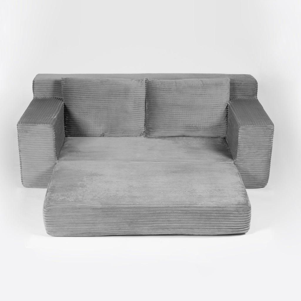 Loveseat Sofa, Comfortable Deep Seat Sofa Bed, Modern Small Corduroy Couch For Living Room Bedroom,Reversible Cushion With Pillows,No Assembly Required,Dark-grey