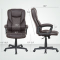 High Back Ergonomic Office Chair, PU Leather Executive Desk Chair With Adjustable Height And Swivel Wheels, Brown