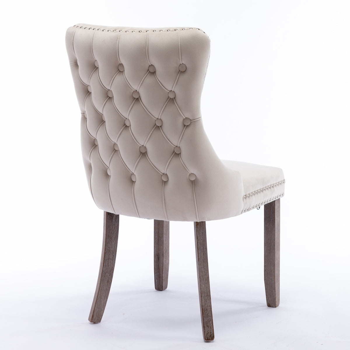 A A Upholstered Wing-Back Chair With Nailhead Trim & Solid Wood Leg