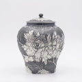 925 Sterling Silver Exquisite Handcrafted Silver Peony Floral Lidded Decorative Urn with Intricate Metalwork - Handicraft