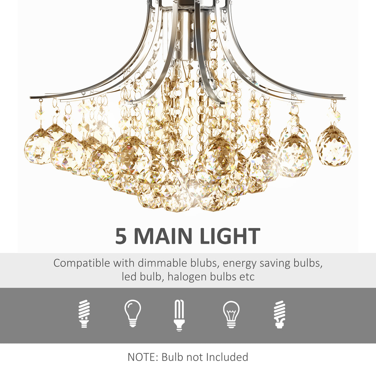 Crystal Chandeliers, K9 Droplets Ceiling Light With 3 E14 Bulb Base, Pendant Lights For Living Room, Bedroom, Dining Room, Hallway, Kitchen