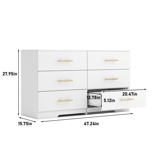 Large White Six Drawer Cabinet