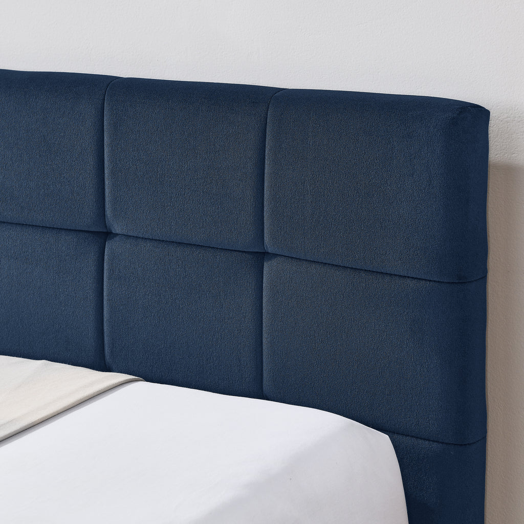 Full Size Upholstered Tufted  Bed Frame, Sofa Bed Frame With Comfortable Backrest And Armrests, Full Size Bed For Bedroom, Living Room,Velvet, Dark Blue 80.5x59x30.5