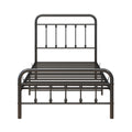 Metal Platform Bed Frame, Victorian Style HeadboardFootboard  Under Bed Storage  No Box Spring Needed Twin Size Black