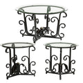 3-Piece Coffee Table Set, Tempered Glass Surface With Sturdy Metal Frame Modern Living Room Sets 1 Coffee Table & 2 End Tables