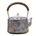 925 Sterling Silver Exquisite Handcrafted Silver Teapot with Intricate Peacock and Floral Relief - Handicraft
