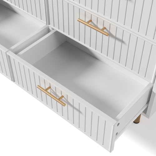Sideboard Cabinet For Living Room, Chest Of Drawers With 6 Drawers, White, 40D X 120W X 75H CM