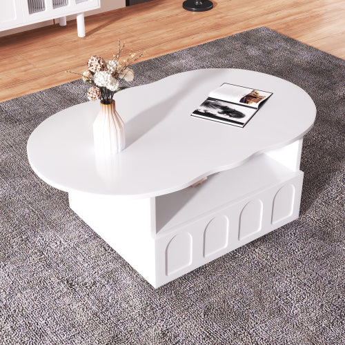 Cloud-Shaped Coffee Table With Drawer And Storage Compartments