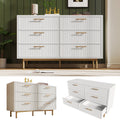 Sideboard Cabinet For Living Room, Chest Of Drawers With 6 Drawers, White, 40D X 120W X 75H CM