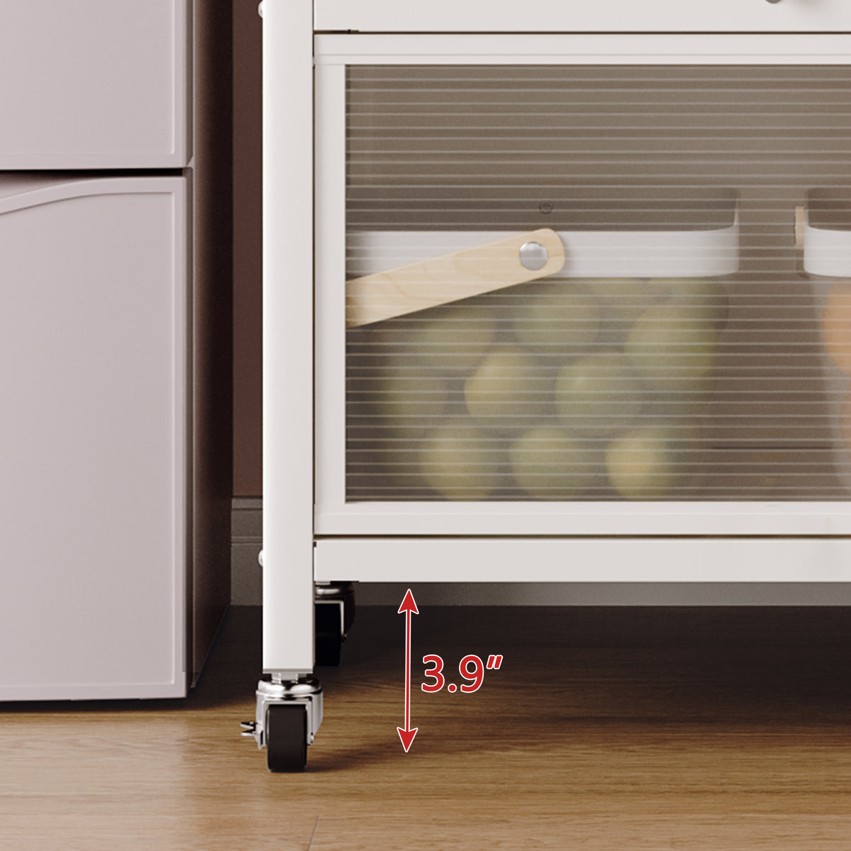 Open-door Kitchen Shelving Floor-to-ceiling Multilevel Household Microwave Storage Cabinet Bowls Side Cabinets Cabinets Storage Cabinets White Color