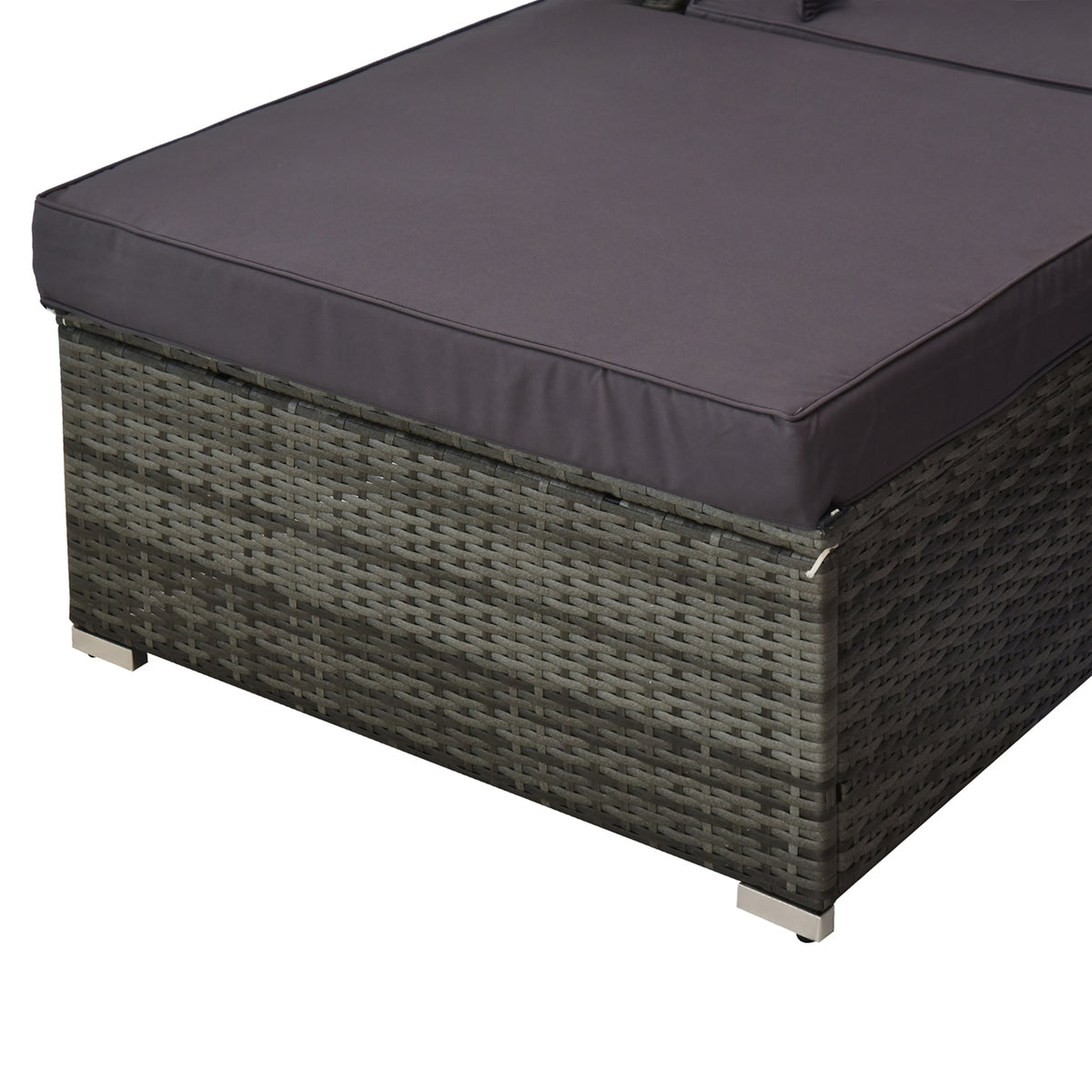 5-Piece Outdoor Sectional Furniture, Patio Sofa Set, PE Wicker Couch, Cushions, Pillows, Ottoman, Table, Charcoal