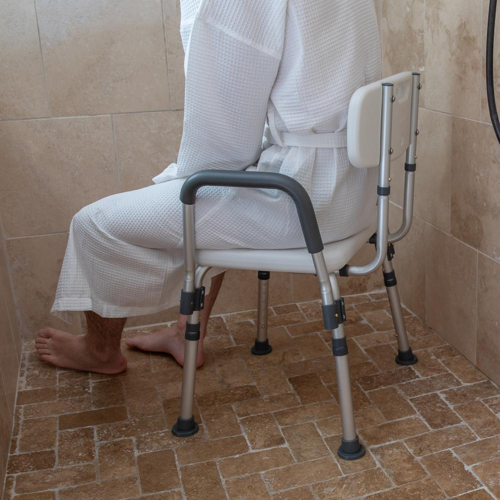 HERCULES Series 300 Lb. Capacity Adjustable Teal Bath & Shower Chair with Quick Release Back & Arms