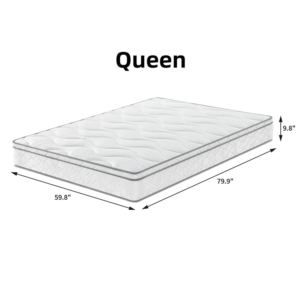 Queen Size Mattress,10 Inch Hybrid Mattress In A Box With Gel Memory Foam,Individually Wrapped Pocket Coils Innerspring For Breathable And Durable Support, Made In USA, CertiPUR-US Certified
