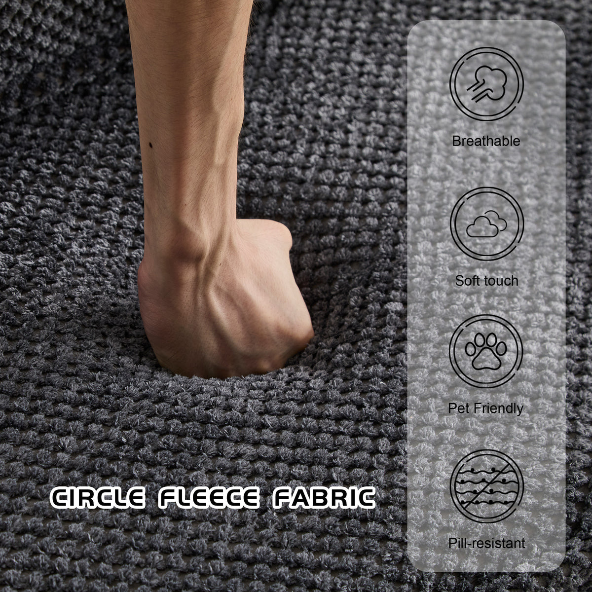 Compression Mahjong Sofa,Convertible Floor Sofa Bed,DIY Boneless Modular Sectional Sofa,No Assembly Required,Circle Fleece Fabric,Modern Oversized Loveseat,Dark Grey
