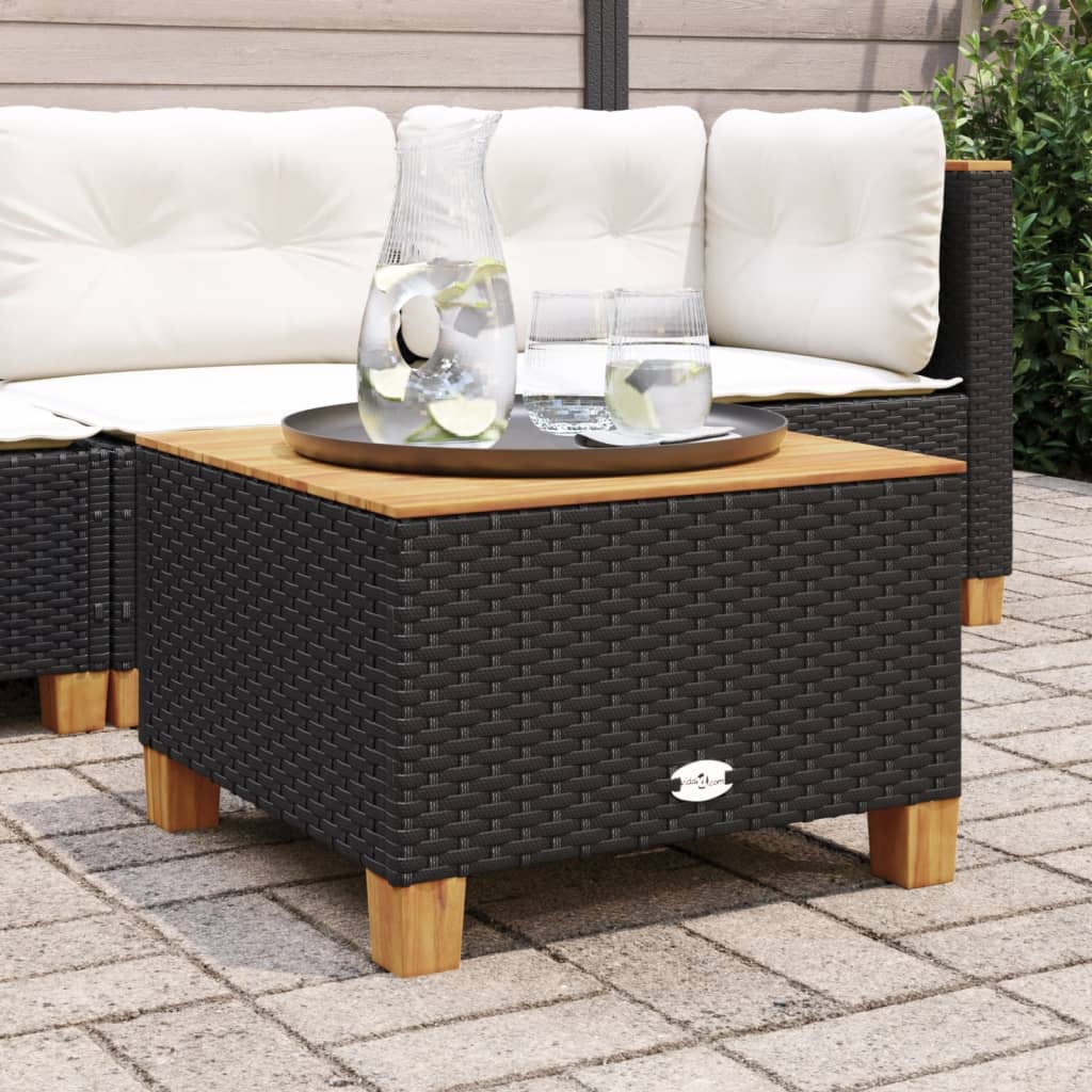 Garden Table 55x Poly Rattan Acacia Wood   Garden Table