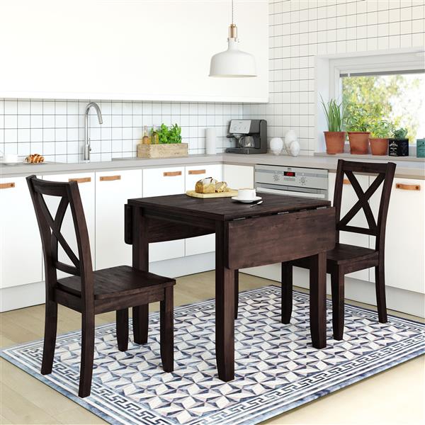 3-piece Wooden Folding Breakfast Corner Dining Table Set, Prohibited From Sale On Wayfair Platform