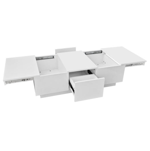 Black high gloss Coffee Table, With Push-Pull Storage Structure, Double-Sided Drawers